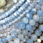 Aquamarine bead strands from The Bead Place.