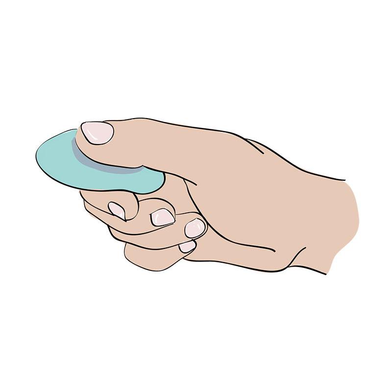 Thumb Pinch: Grasp a small ball of putty and pinch it between the pad of your thumb and the outside edge of your index finger. Illustrations by Ann Swanson