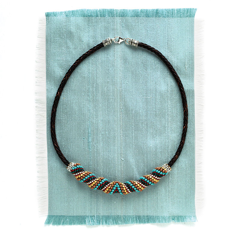 Expert Advice on Beading for Beginners. Cellini Slide Necklace by Cindy Kinerson (Quick +Easy 2015)
