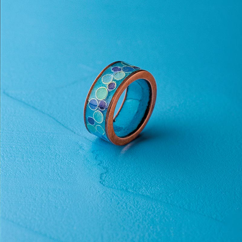 Cloisonné Enamelwork - Simple band ring by Lessley Burke