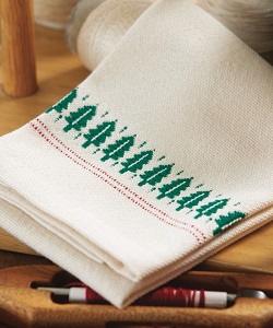 Weave cute overshot towels with a sweet little tree motif. Perfect for handwoven holiday gifts!