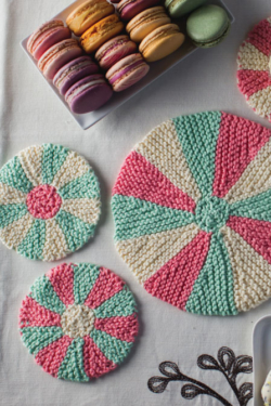 Park Lane Coaster and Trivet Set Ann McDonald Kelly knit coaster trivet set