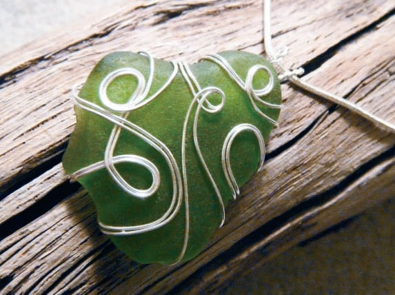 sea glass wire wrapped pendant by Meg Carter