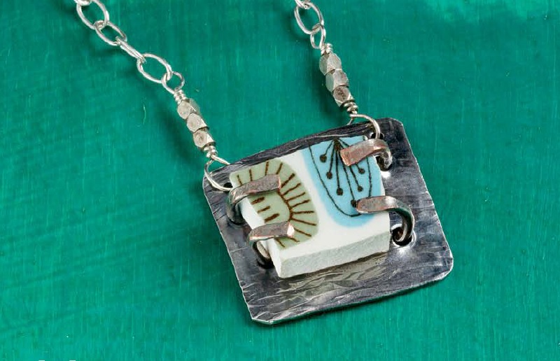 Shattered broken china pendant by Denise Peck - metal jewelry from Wire + Metall by Denise Peck and Jane Dickerson