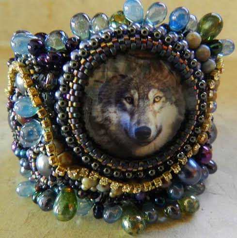 Bead embroidered cuff, by Sherry Serafini