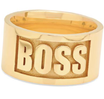 The name says it all: Boss Ring by Nikki Erwin, 14K gold, seen in Lapidary Journal Jewelry Artist November/December 2018; photo courtesy Established