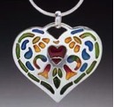 Plique-à-jour Pierced Enamel Heart Pendant by Diane Echnoz Almeyda
