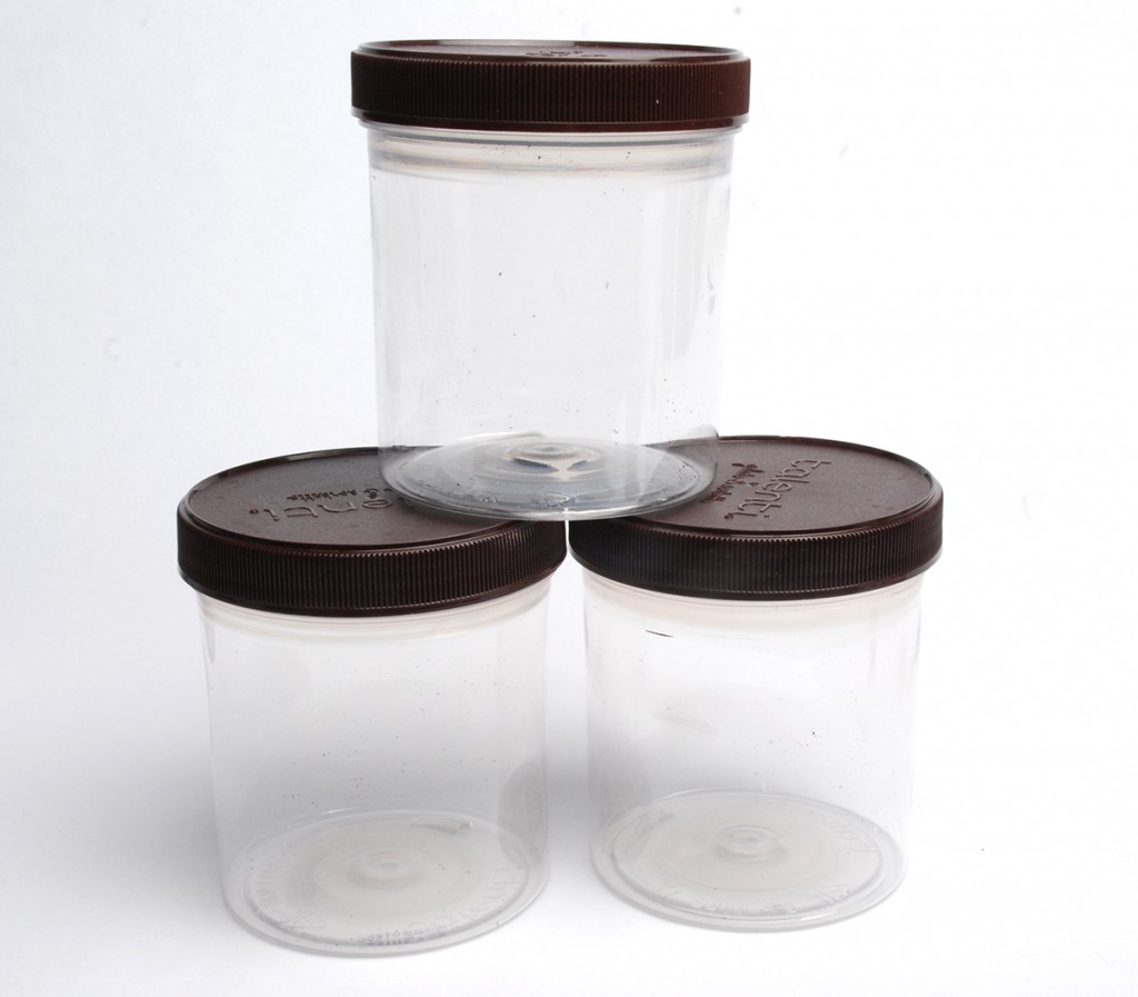 Talenti jars cleaned and ready for filling with beads