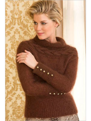 Jeanne Cable-Yoke Pullover in Luna and Celine Knitting Pattern